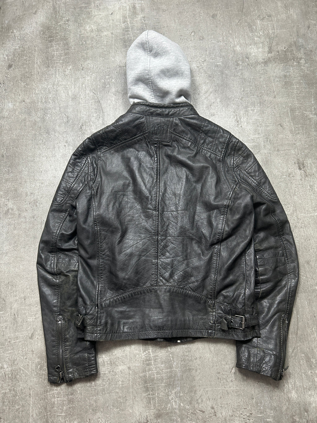Real Leather Jacket with a Hood (S)