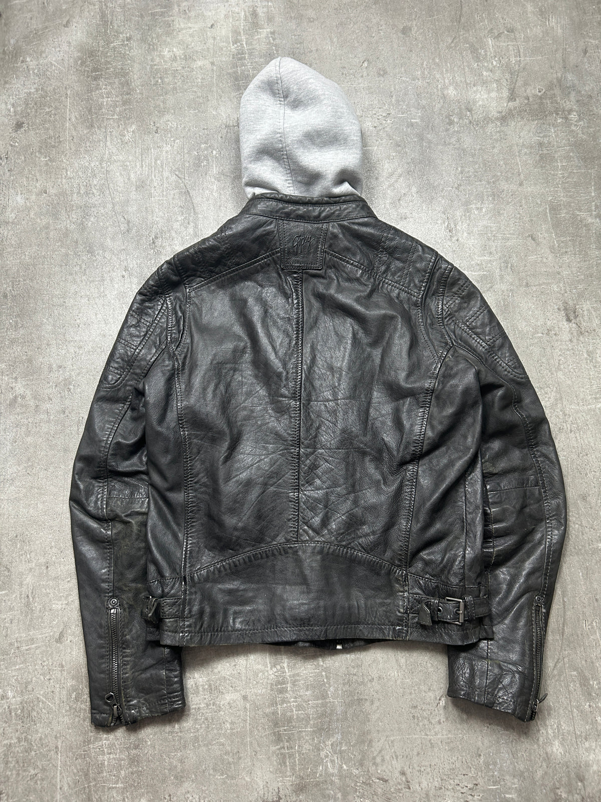 Real Leather Jacket with a Hood (S)