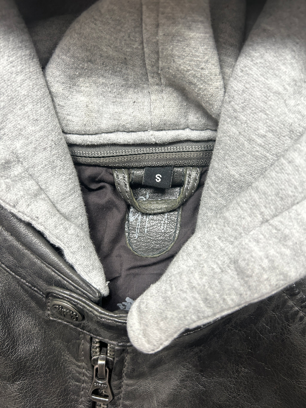 Real Leather Jacket with a Hood (S)