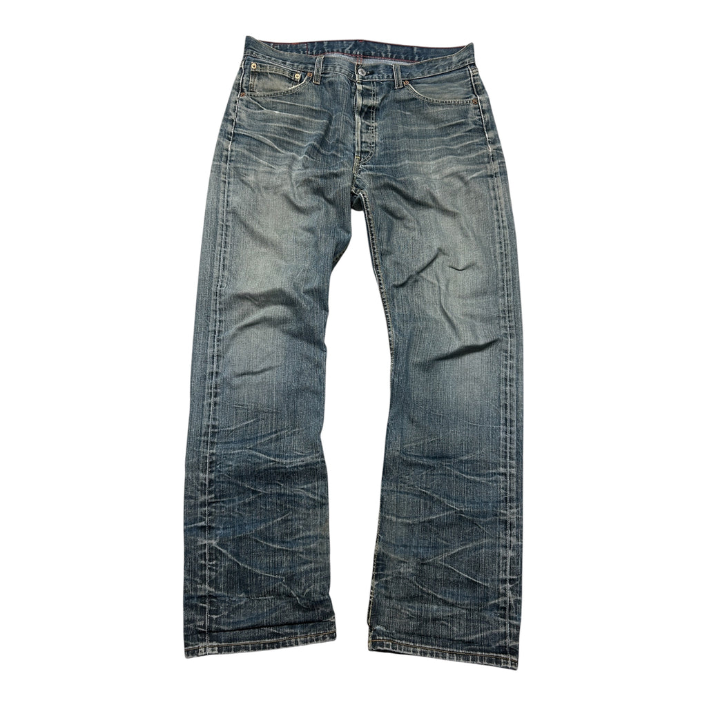 washed Levi's straight selvedge denim jeans (W33 L34, L)