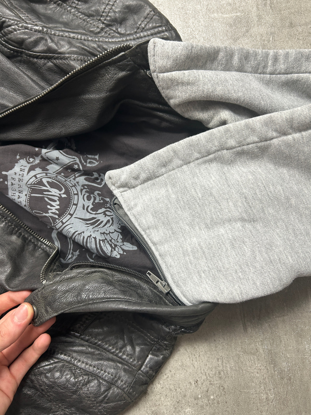 Real Leather Jacket with a Hood (S)