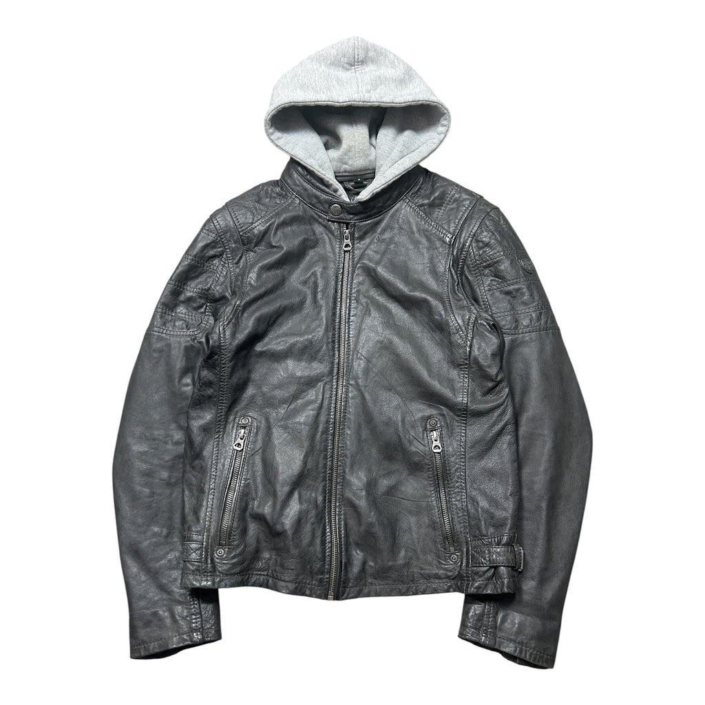 Real Leather Jacket with a Hood (S)