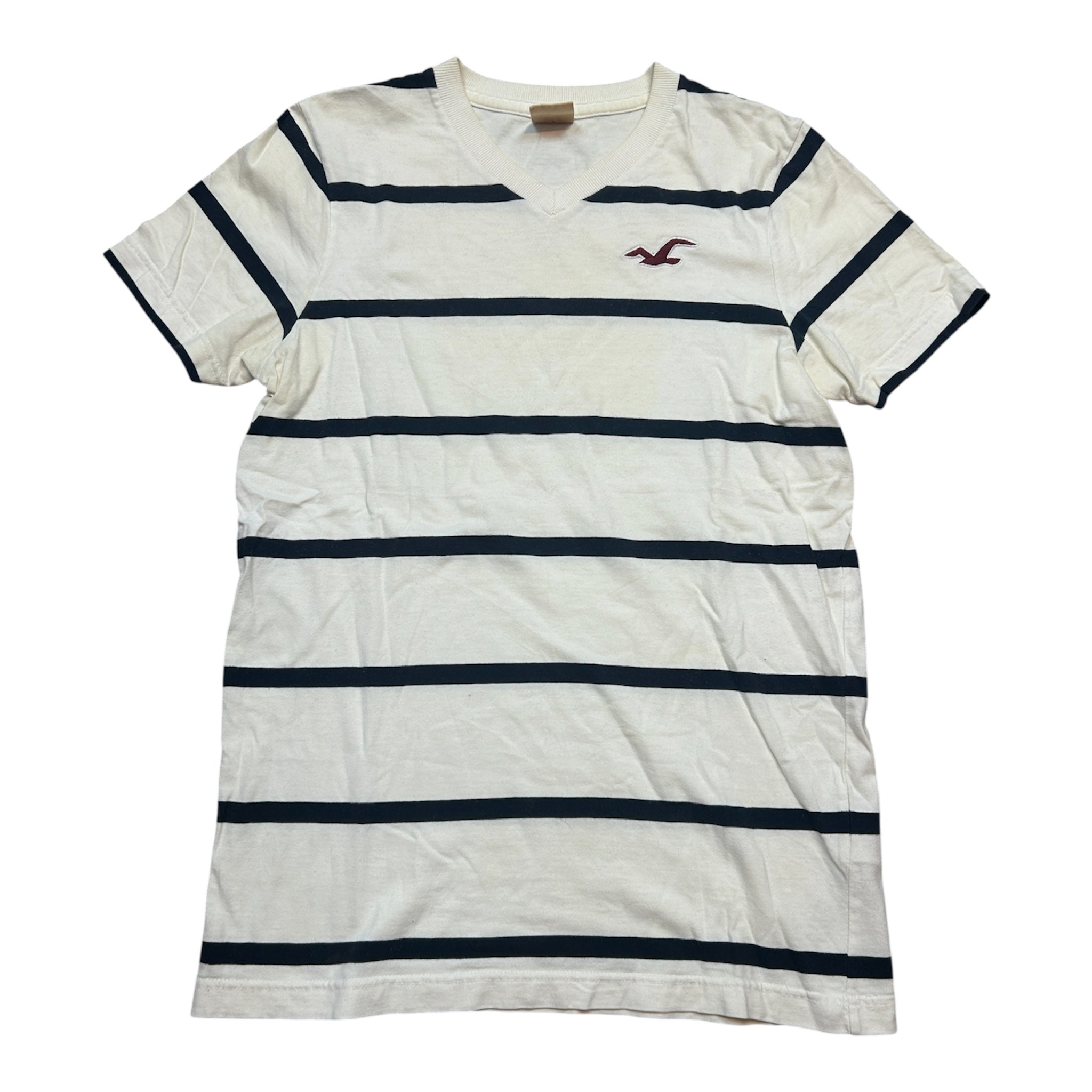 striped Hollister V-Neck T-Shirt (M)